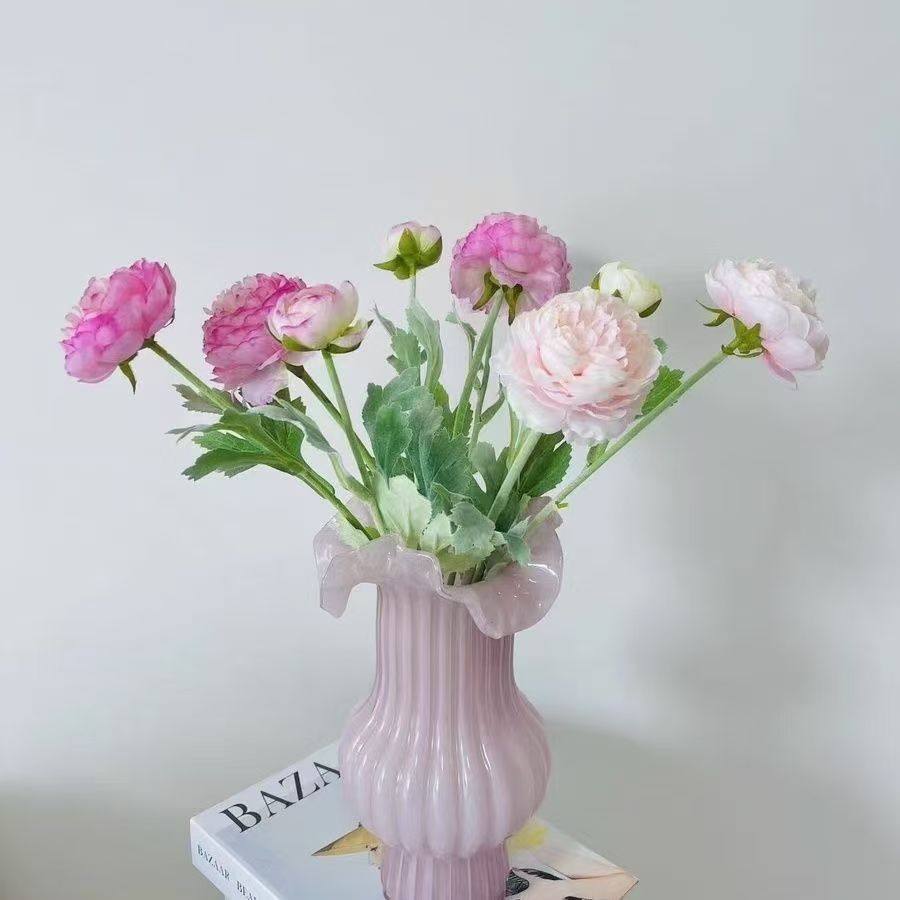 创意中古玻璃花瓶客厅水养插花高级感百褶裙摆件玻璃花瓶餐桌饰品,淘宝优惠券,粉丝福利购,淘宝优惠卷