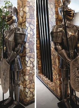 武士雕塑像欧威家居金属复古