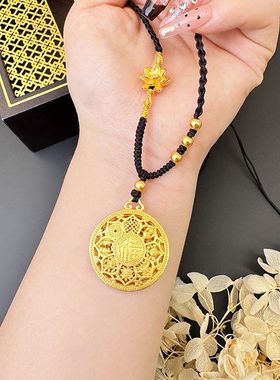 罗盘项链古法传承吊坠金编绳福牌