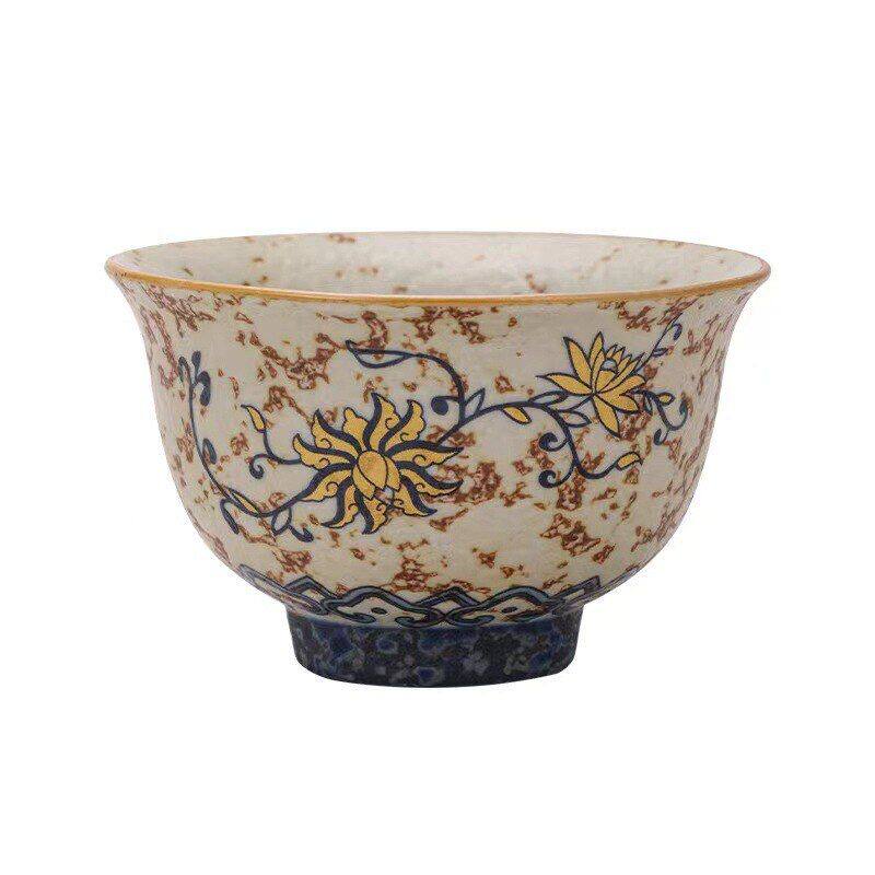 Blue and white flint red ceramic tea cup home master cup single high-end Chinese style ancient kung fu tea set cup