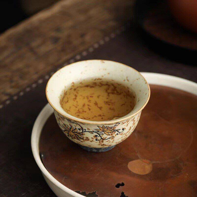 Blue and white flint red ceramic tea cup home master cup single high-end Chinese style ancient kung fu tea set cup
