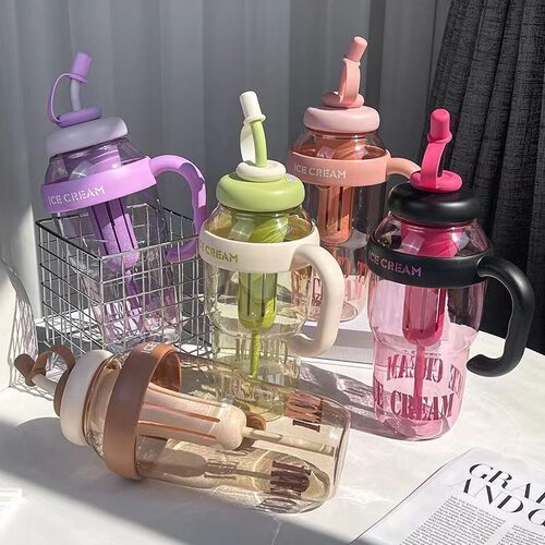 2026新款大容量高颜值夏季塑料杯冰霸杯幸运肚肚杯可爱风带吸管杯 - 图3