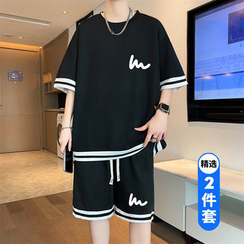 13 ໄວລຸ້ນ Ice Silk Short Sleeve T-Shirt Boys 12-15 years old junior high school students 14 Older Children Summer Sports Suit 16