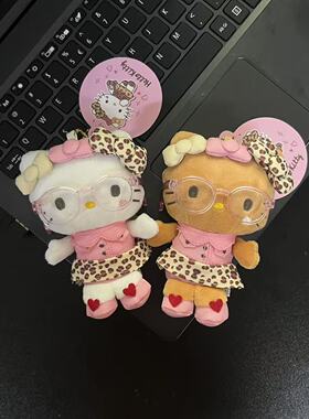 正版可选颜色眼镜现货美版豹纹Hellokitty限定挂件可爱礼物黑皮包