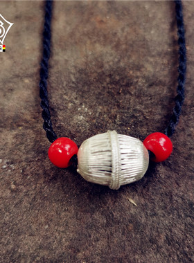 彝阿朵情侣纯银民族风项链