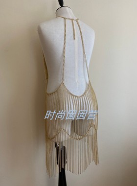 欧美流行身体链N2255朋克重金属金色胸链夜店舞台演出拍摄饰品