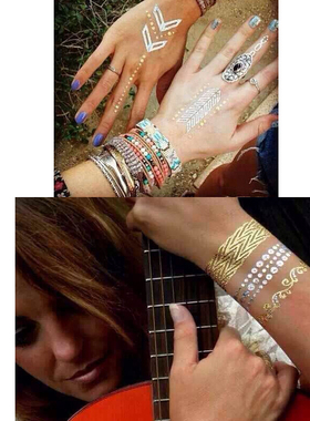 欧美风烫金防水闪亮手链纹身贴