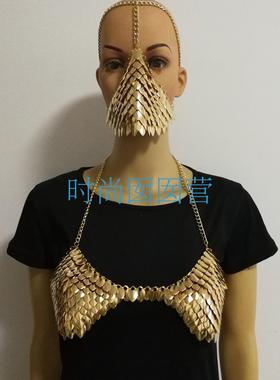 bodychain重工鱼鳞胸链合金饰品