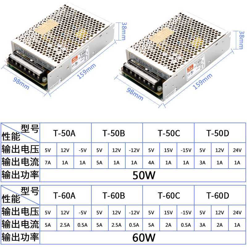 多路输出5V12V15V24V T-150D/B/直流开关电源三组输出60W200W,淘宝优惠券,粉丝福利购,淘宝优惠卷