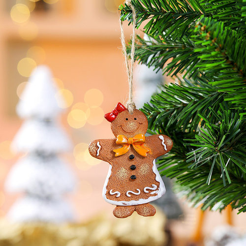 圣诞挂件装饰品姜饼人树吊饰树脂复古可爱ins风氛围场景布置道具 - 图1
