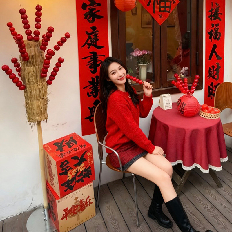 冰糖葫芦仿真摆件稻草新年装饰网红过年门口打卡场景布置拍照道具,淘宝优惠券,粉丝福利购,淘宝优惠卷