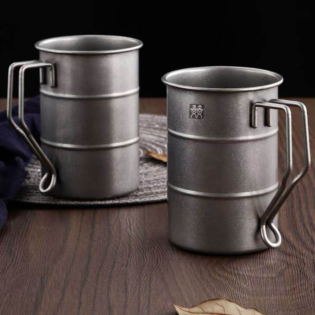 德国DOUBLEDELI复古风啤酒杯304不锈钢咖啡杯做旧户外露营木桶杯,淘宝优惠券,粉丝福利购,淘宝优惠卷