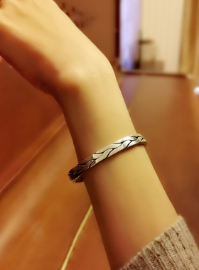 情侣时尚个性风韩版编织款银手镯