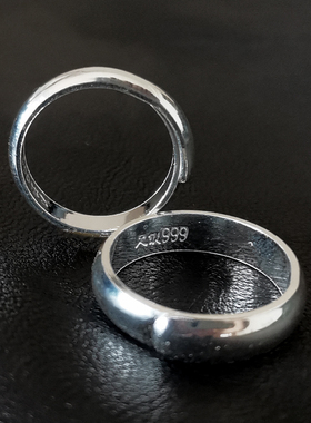戒指素圈999银简约情侣汇丰亮面