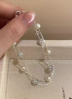 满天星双层珍珠手链女生款轻奢小众设计高级感手串精致叠戴手饰品