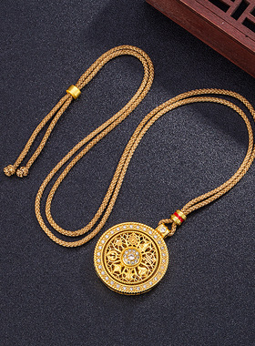 新中式国潮镂空可旋转八宝罗盘吊坠 轻奢高级感复古招财吉祥项链