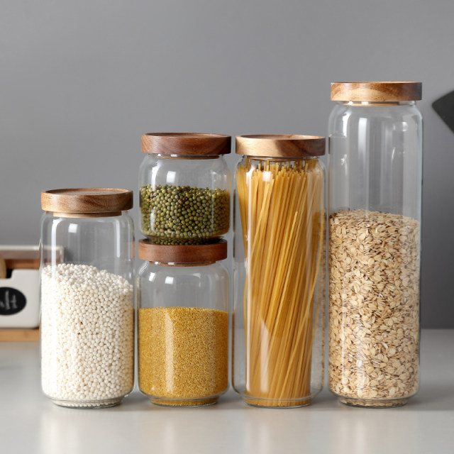 Onlycook high borosilicate glass sealed jar wooden lid