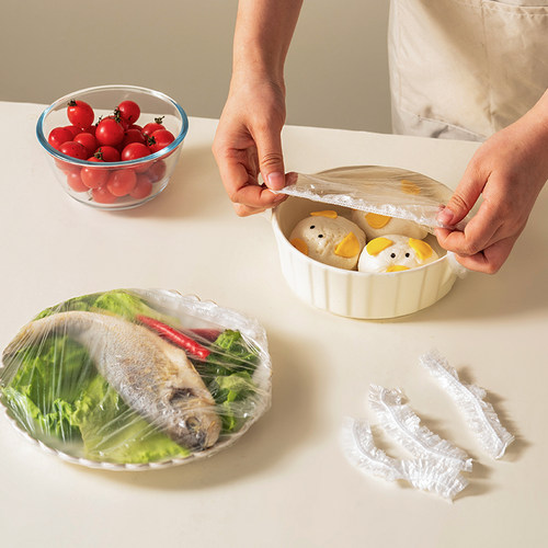 onlycook一次性保鲜膜罩食品级厨房专用保鲜袋松紧浴帽式剩菜套 - 图2