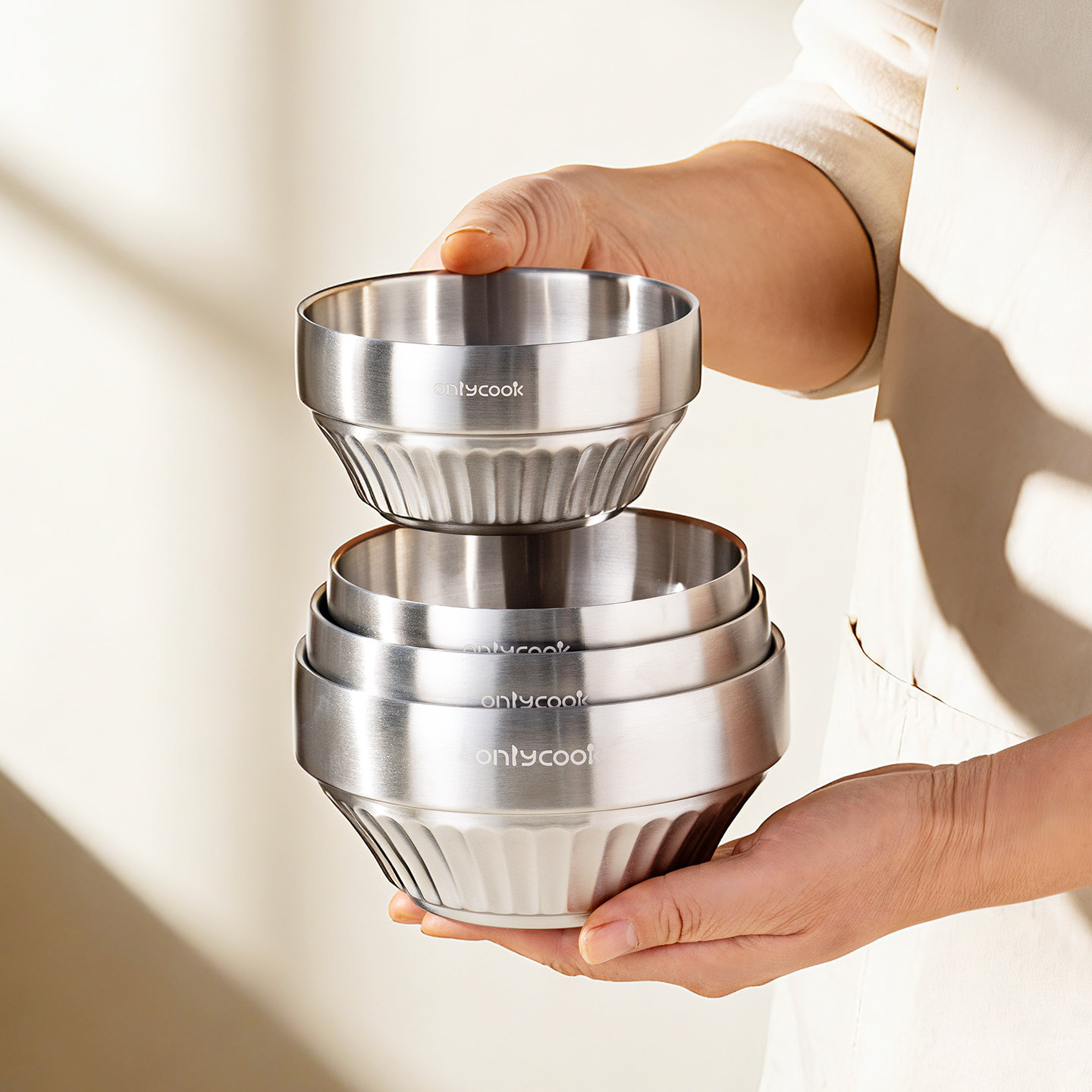 onlycook 304不锈钢小碗双层隔热成人儿童吃饭碗食品级面碗汤碗,淘宝优惠券,粉丝福利购,淘宝优惠卷