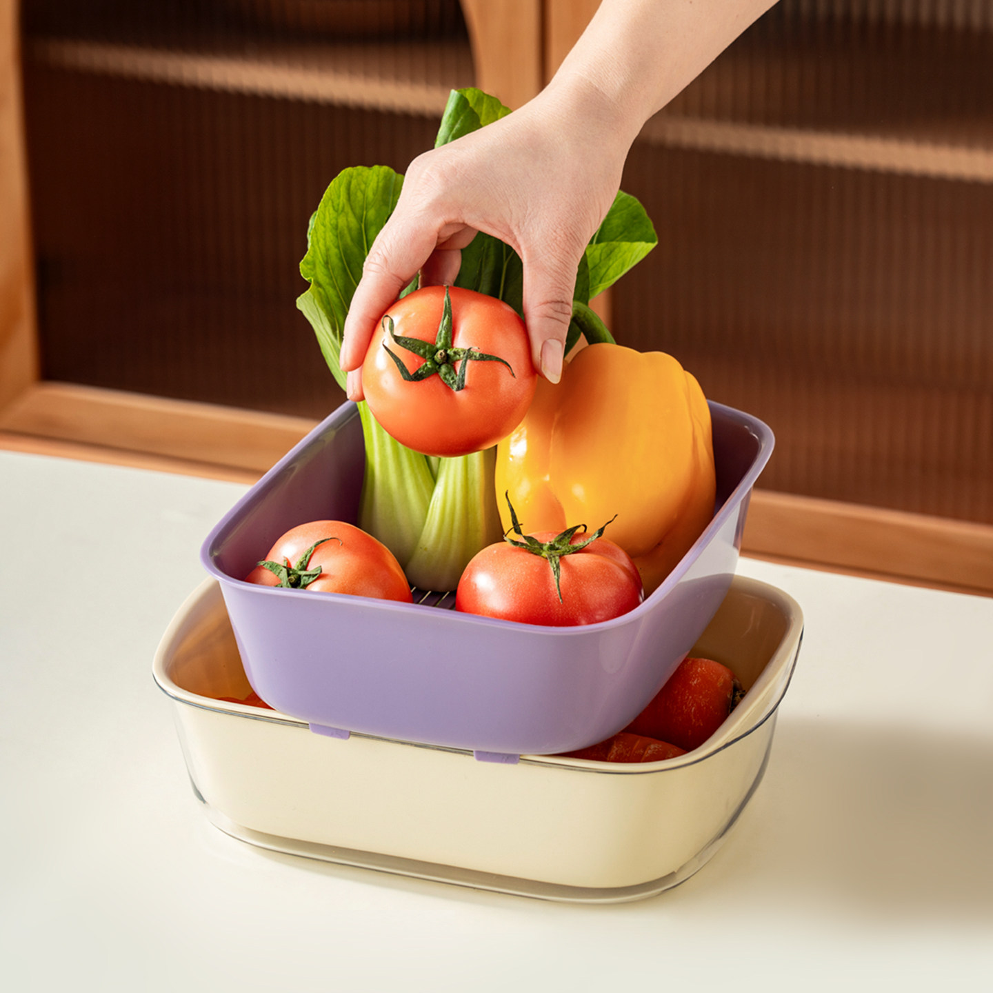 onlycook家用洗菜盆沥水篮新款厨房水果蔬菜盆子食品级PET滤水篮,淘宝优惠券,粉丝福利购,淘宝优惠卷