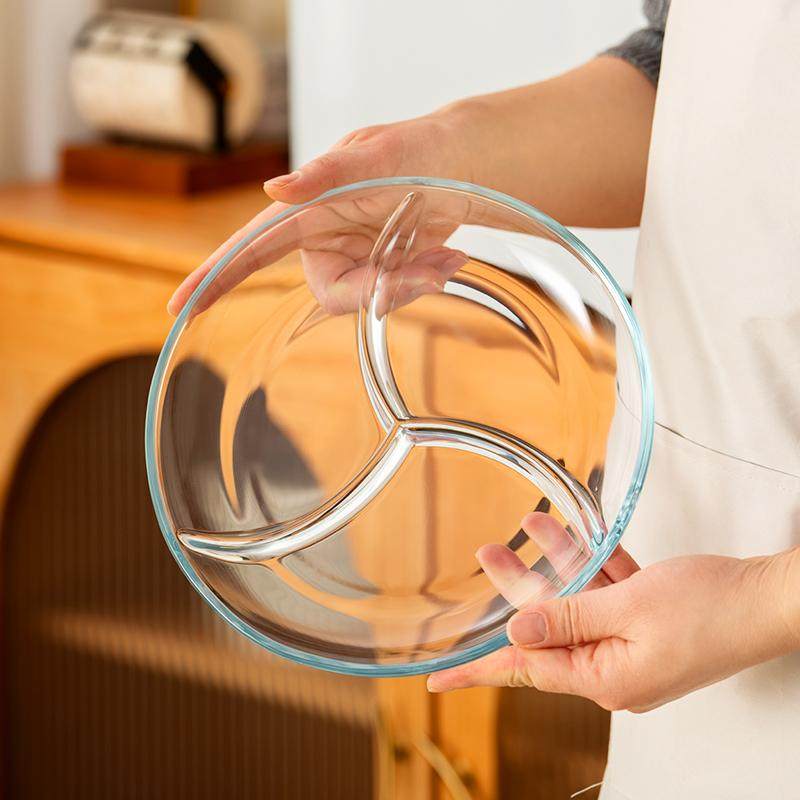 onlycook三分格玻璃盘子早餐儿童分餐盘厨房备菜盘火锅配菜盘餐盘,淘宝优惠券,粉丝福利购,淘宝优惠卷