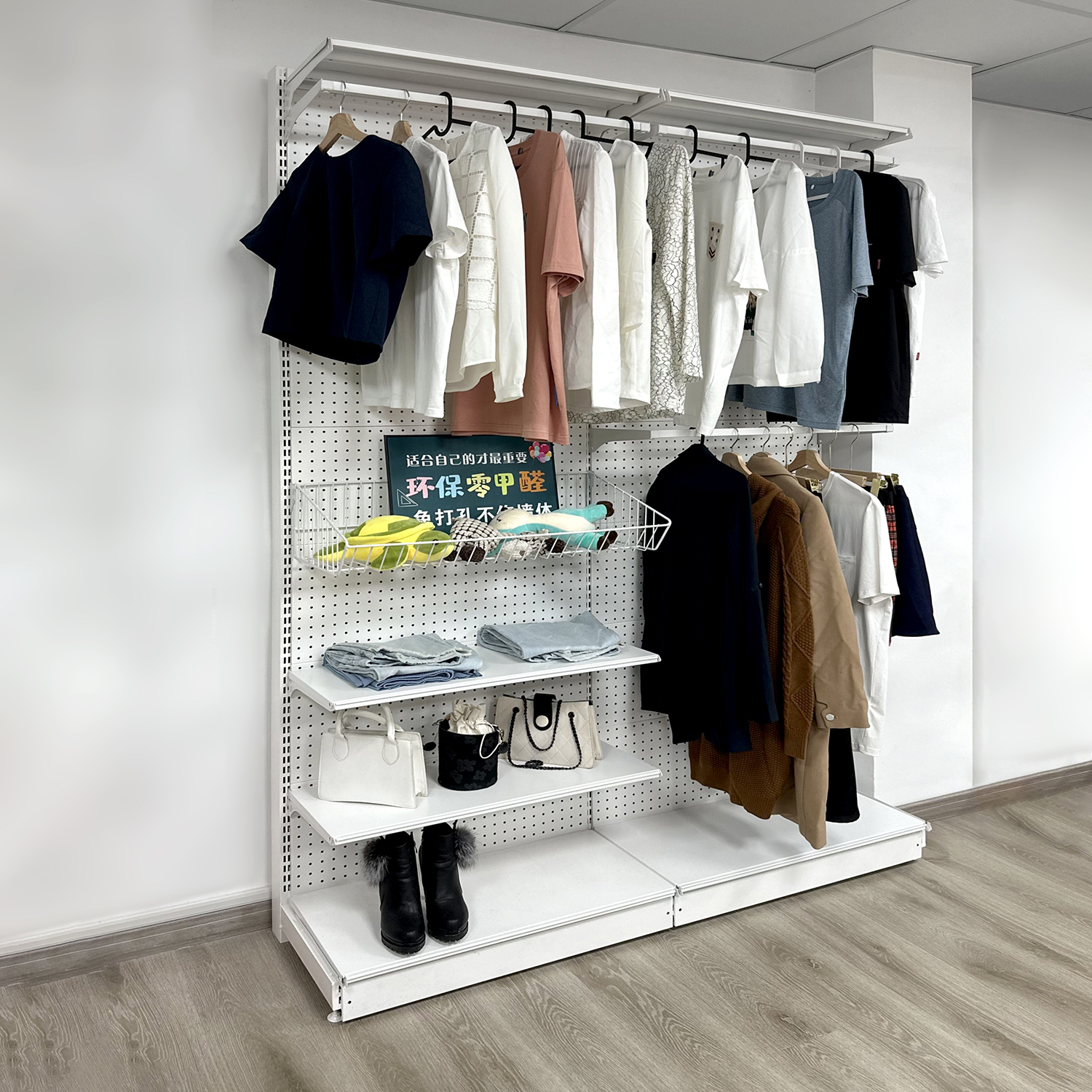 金属衣柜墙五金网红少女衣柜步入式衣帽间货架衣柜出租屋开放衣架 - 图0