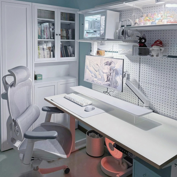 2.2米洞洞板五金金属书架少女置物架学生书架免打孔环保简约书架 - 图1