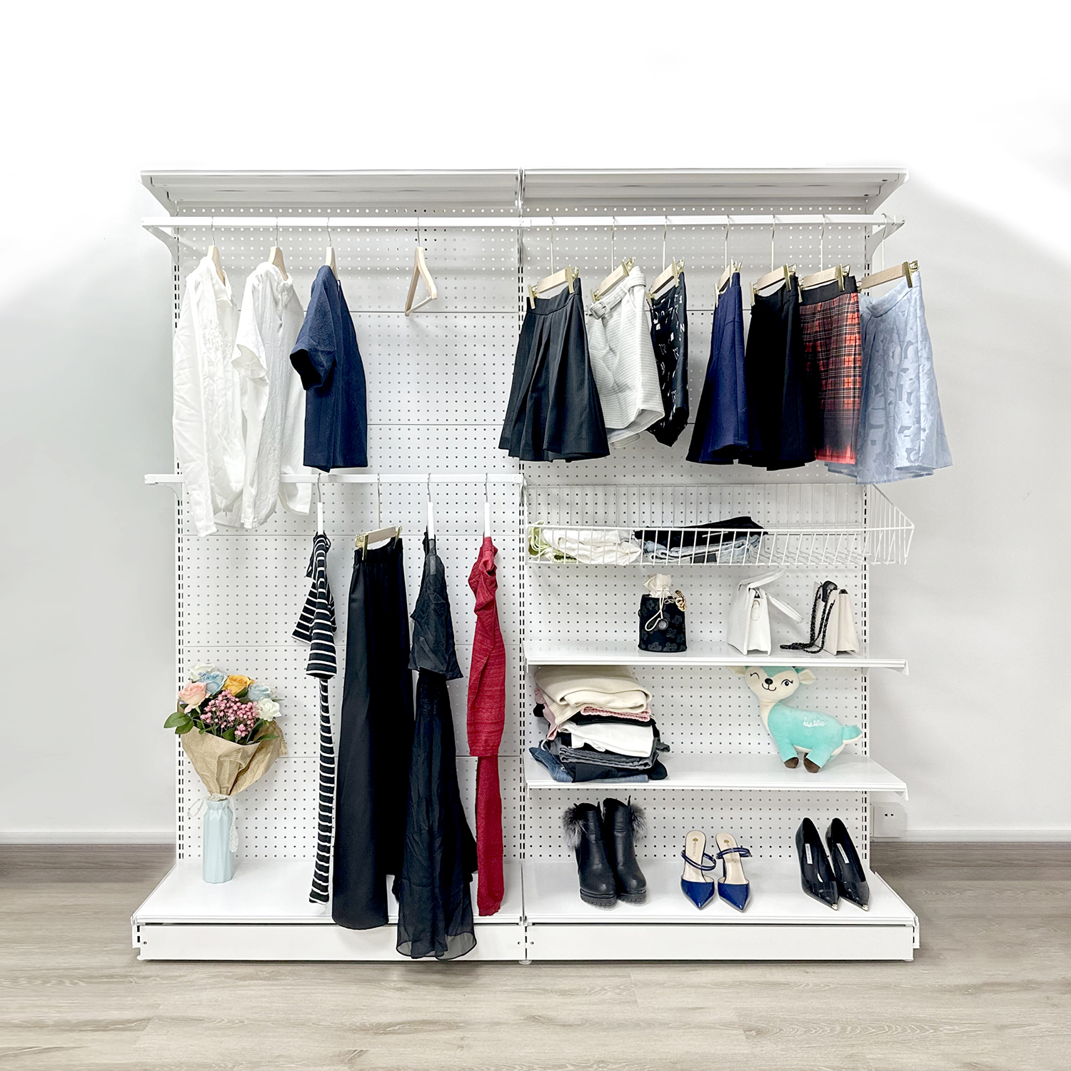 金属衣柜墙五金网红少女衣柜步入式衣帽间货架衣柜出租屋开放衣架 - 图1