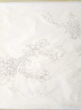 底稿工笔画打印稿俞致贞宣纸