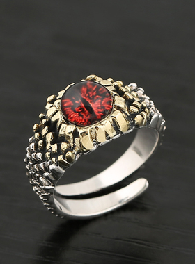 男士复古饰品开口恶魔之眼戒指