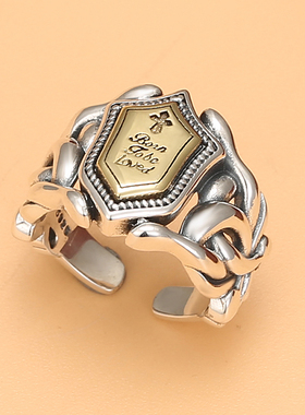 欧美风复古十字架银饰品男士戒指