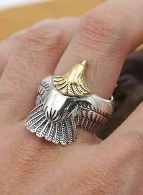 精雕雄鹰霸气夸张泰银东大门指环