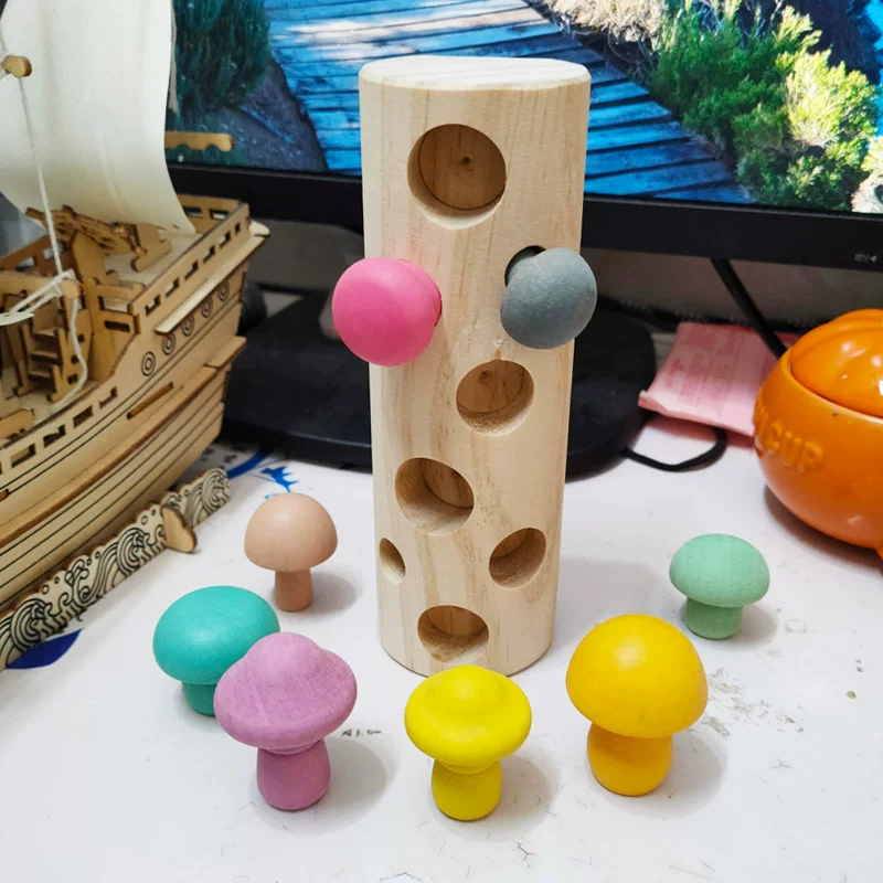 Деревянная игрушка с гвоздичным грибом, раннее образование