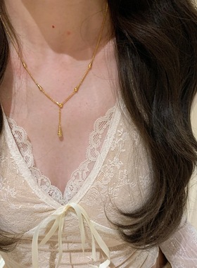 轻奢法式中古微镶锆石水滴项链