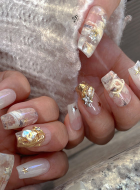 XIAO A NAIL定制金属星星超薄美甲贴纸真金美甲铆钉指甲DIY饰品贴