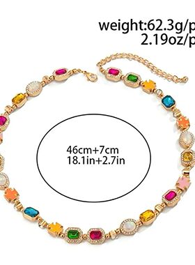 Multi Color Enamel Tennis Chain for Men Women Iced Out Neckl