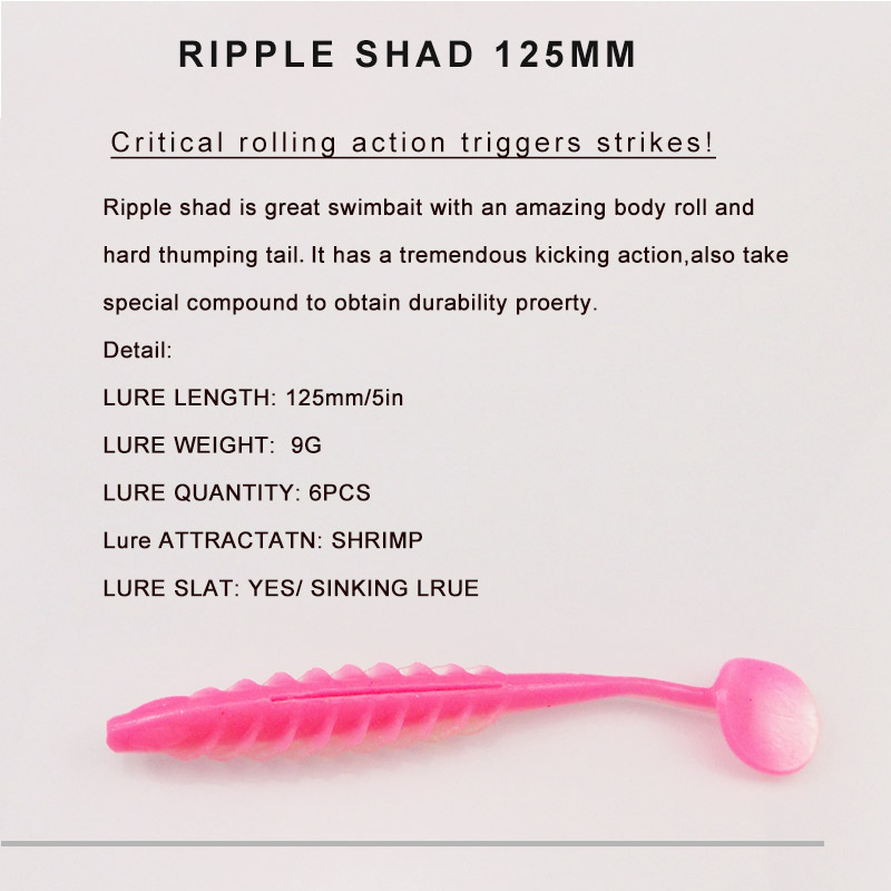 ESFISHING Soft Silicone Bait Ripple Shad 100mm 125mm For Pik - 图2