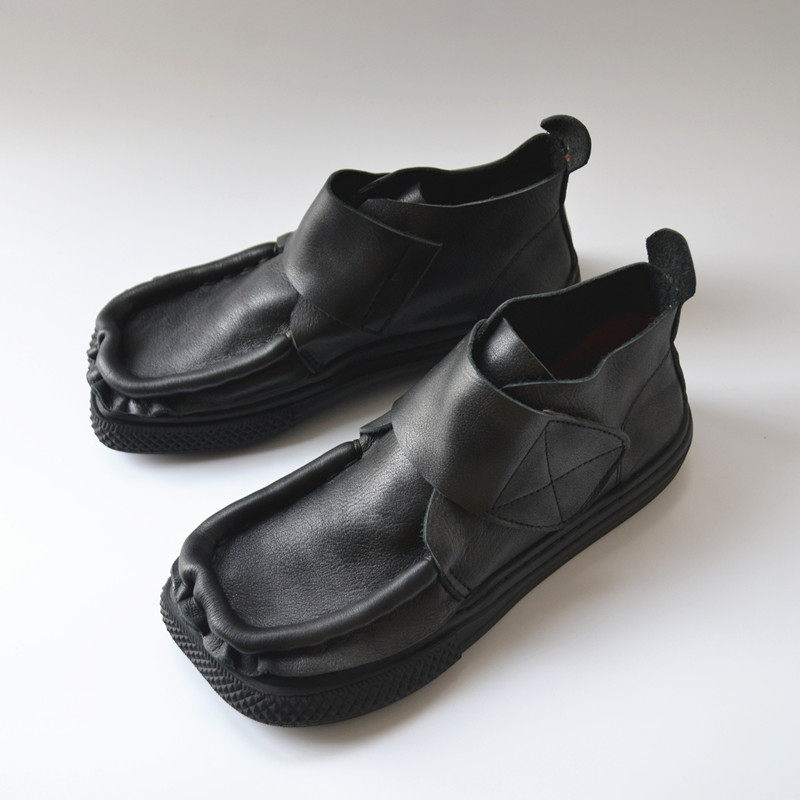 真皮日系学院风丑萌方鞋宽松高帮外贸手工女鞋平底软面森系女靴单,淘宝优惠券,粉丝福利购,淘宝优惠卷