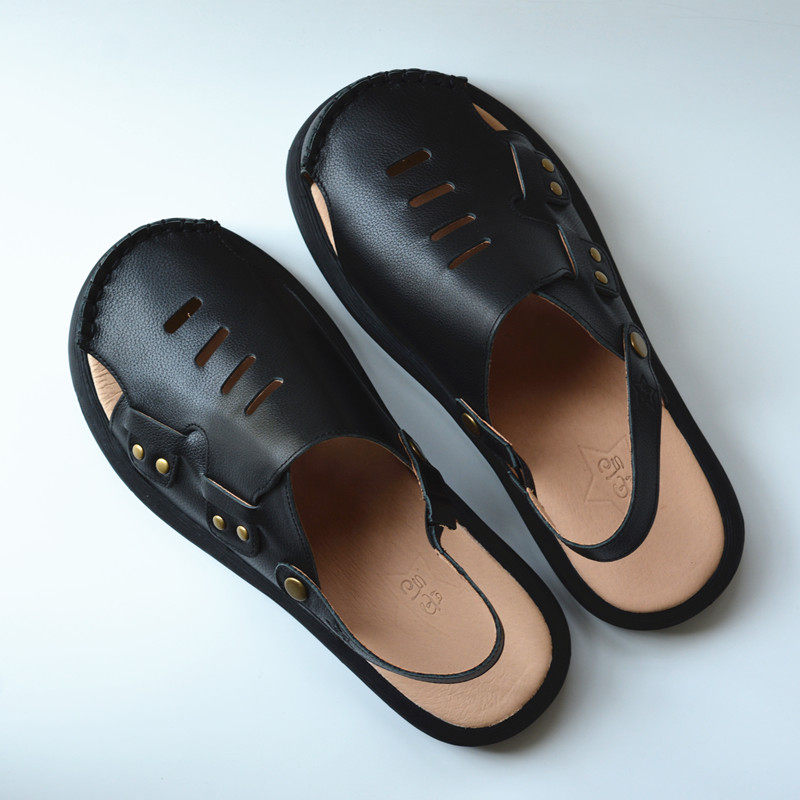 男士休闲真皮凉拖鞋两用防滑耐磨沙滩鞋驾车凉鞋子外贸包头层牛皮,淘宝优惠券,粉丝福利购,淘宝优惠卷