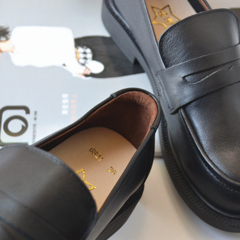 真皮英伦小皮鞋头层牛皮大头鞋宽松工作鞋一脚蹬复古文艺女鞋外贸,淘宝优惠券,粉丝福利购,淘宝优惠卷