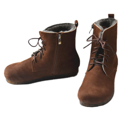 男保暖休闲软底大棉鞋真皮全羊毛纯雪地靴子柔软复古日系森系外贸 - 图3