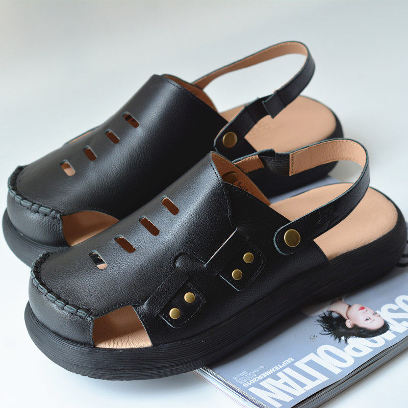 男士休闲真皮凉拖鞋两用防滑耐磨沙滩鞋驾车凉鞋子外贸包头层牛皮,淘宝优惠券,粉丝福利购,淘宝优惠卷