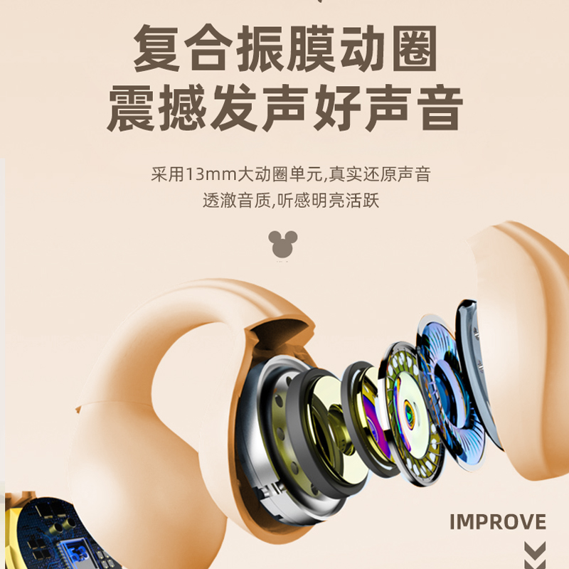 迪士尼2024新款真无线蓝牙耳机超长续航运动降噪适用苹果华为