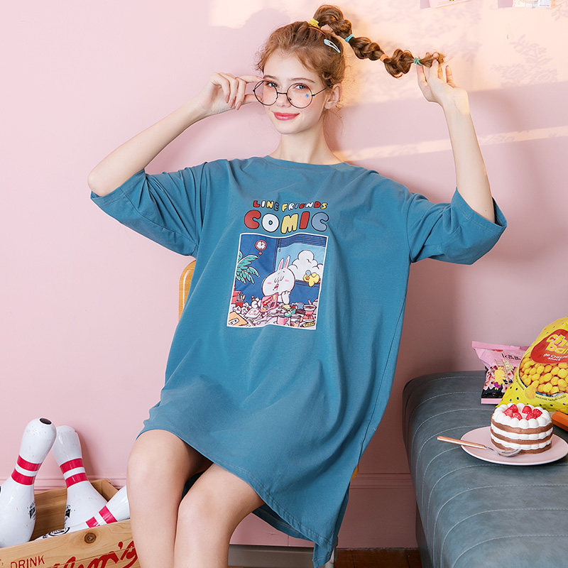 芬腾布朗熊line friends夏季睡裙 芬腾梦游仙境睡裙