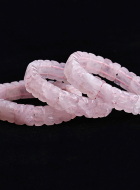 天然马粉色桃花粉晶幸运花手排