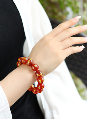 玛瑙手串红黑箴言6-16mm单圈手链