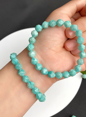 水晶天然刻面天河石手链