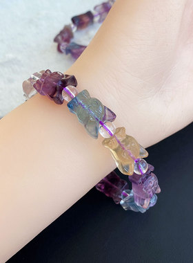 雕刻一物一证单圈萤石手串情侣