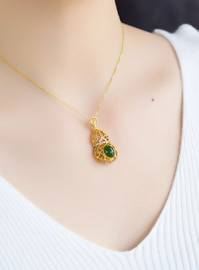 首饰s925银锁骨生肖鼠福禄吊坠