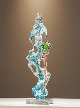 太湖石透明摆件轻奢高档现代简约客厅办公室玄关电视柜酒柜装饰品